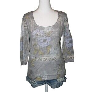 Energe World Wear Top Barcelona Bling 90's Y2K Floral Whimsical Women's Medium
